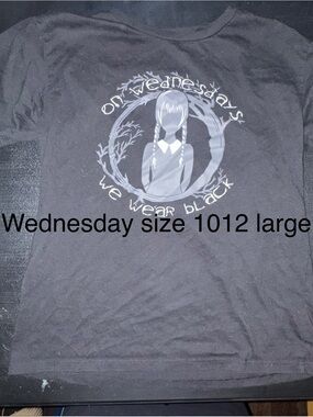 Wednesday We Wear Black Girls' Black Graphic Tee